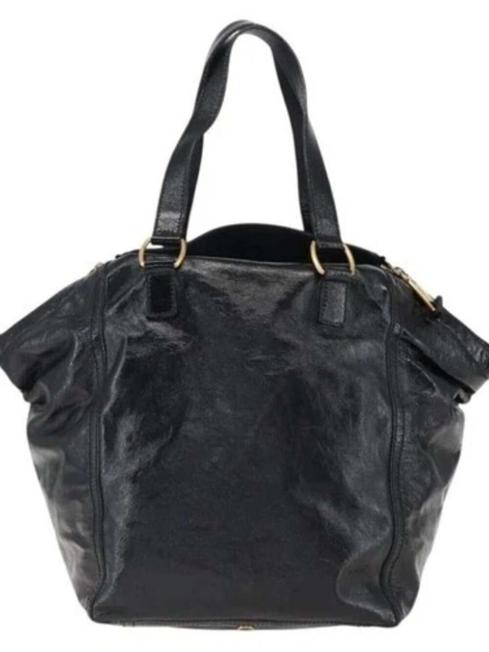 SAINT LAURENT Tote Bag Patent leather Black Gold - Picture 3 of 16